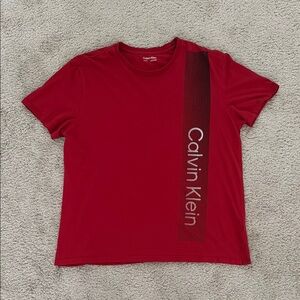 Calvin Klein Red Short Sleeve Tee with Vertical Logo